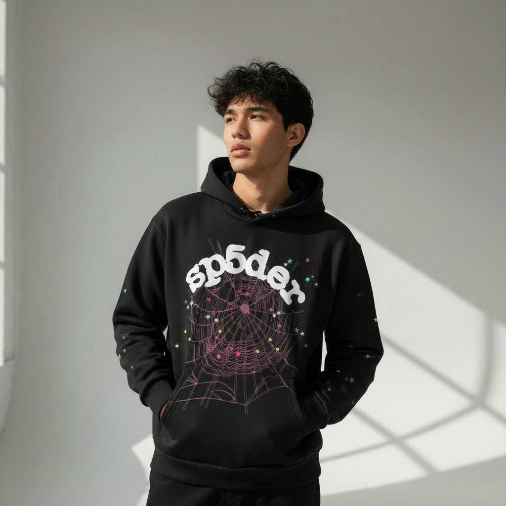 Black + White SP5DER Hoodie