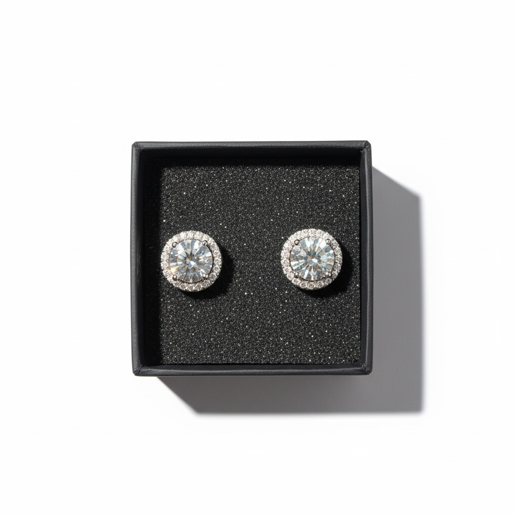 Halo Moissanite Earrings