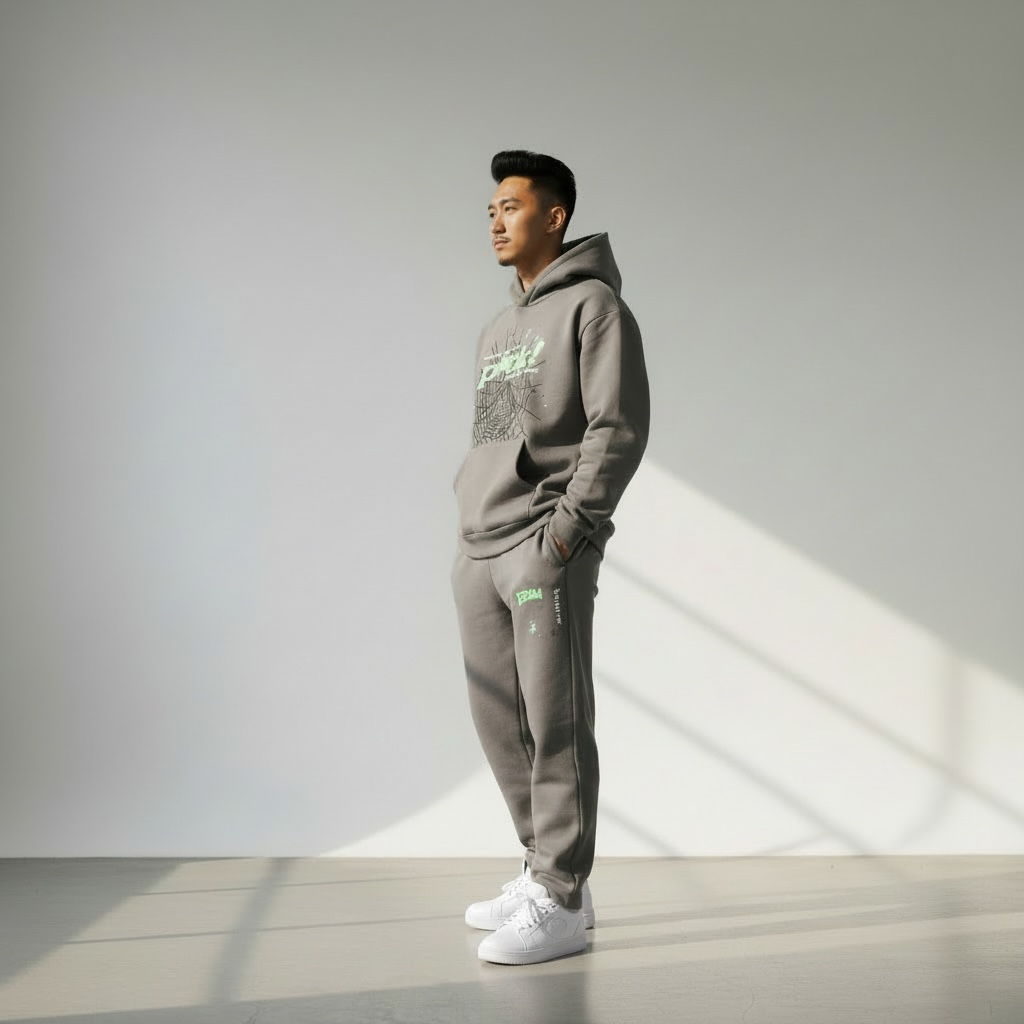 Grey + Green Spider Hoodie