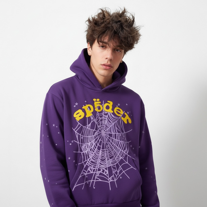 Purple + Yellow SP5DER Hoodie