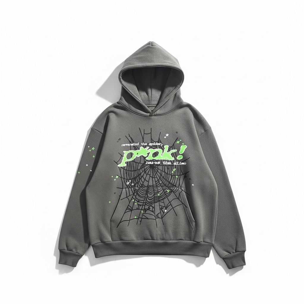 Grey + Green Spider Hoodie