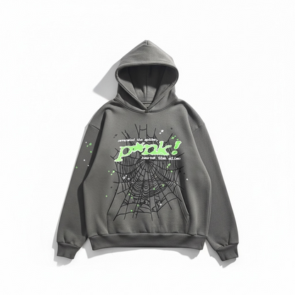 Grey + Green Spider Hoodie