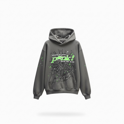 Grey + Green Spider Hoodie