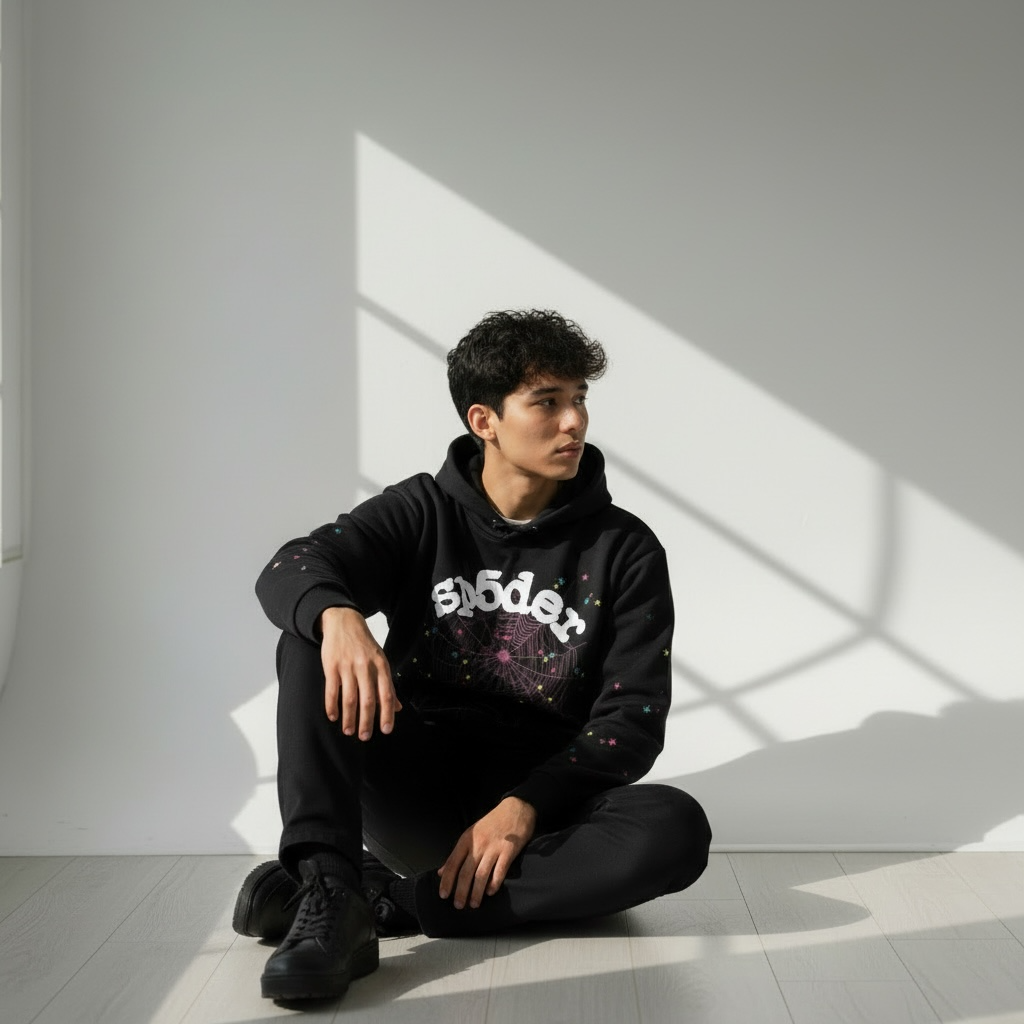 Black + White SP5DER Hoodie