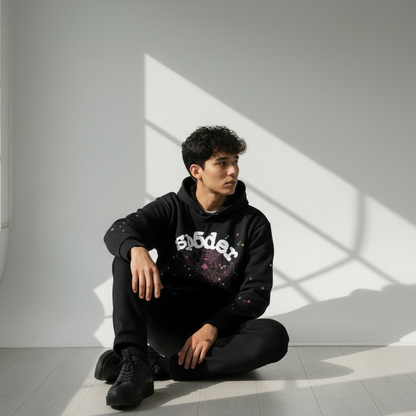 Black + White SP5DER Hoodie