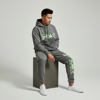 Grey + Green Spider Hoodie